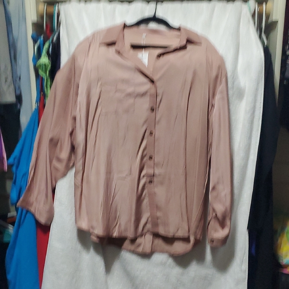 Boxy Pink Notched Collar Button Down Shirt